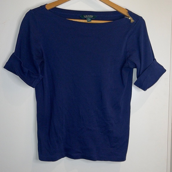 Lauren Ralph Lauren Tops - Womens Ralph Lauren blue top, zipper shoulder, size medium
